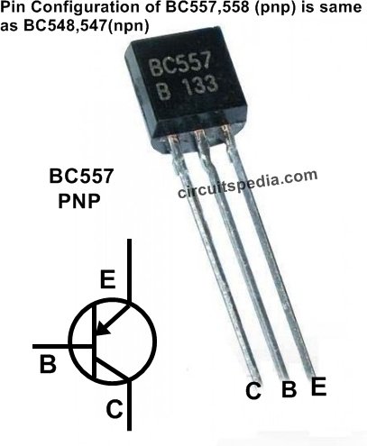 pinout of bc558,bc557,bc547,bc548 transistor