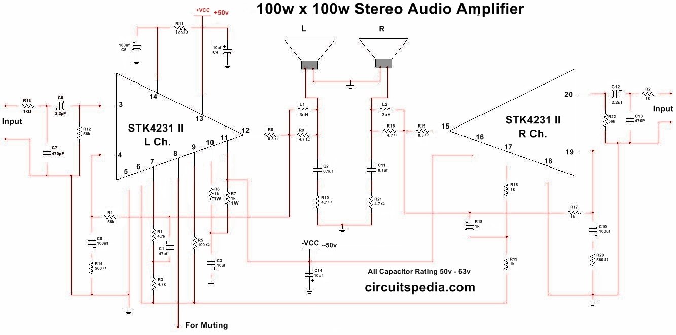 stk4231 stk amplifier circuit diagram