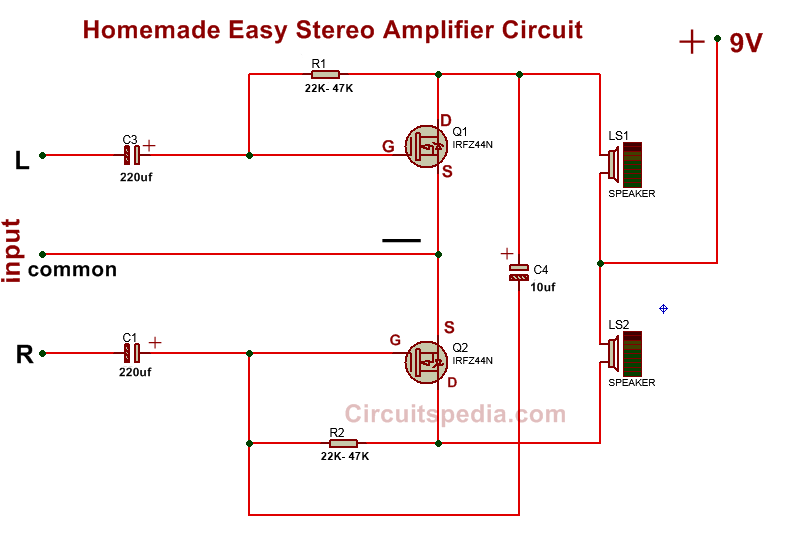 stereo amplifier circuit diagram