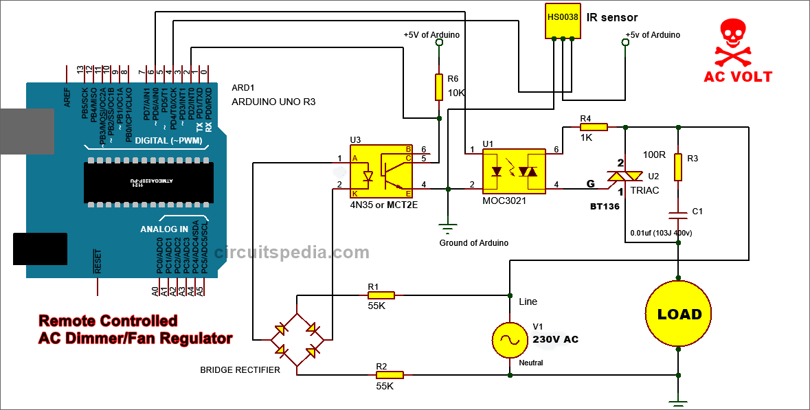 Remote controlled Fan Regulator AC dimmer circuit