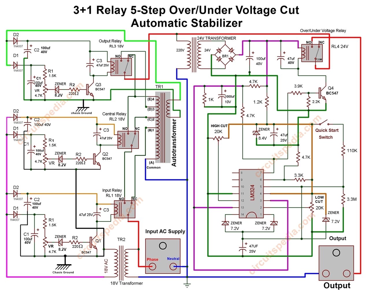 3 relay automatic stabilizer circuit