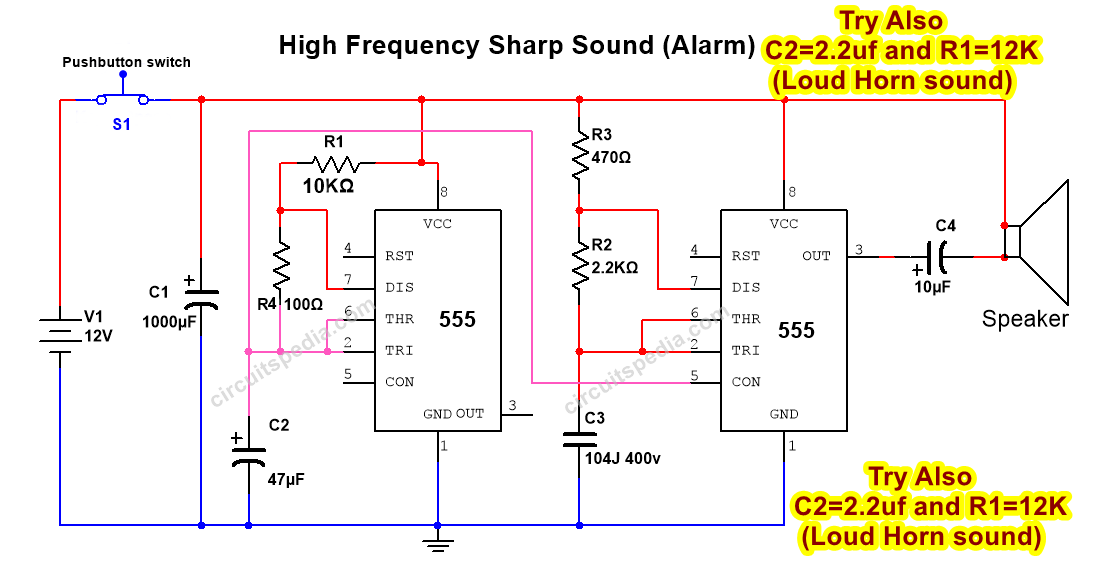 555 tone generator circuit diagram