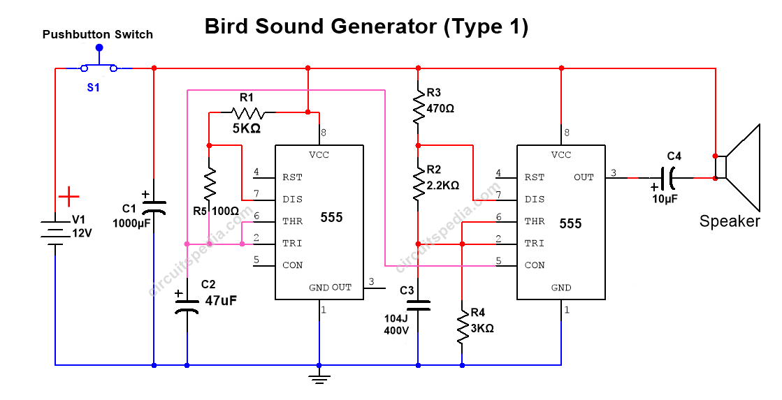 sound generator circuit using 555 timer