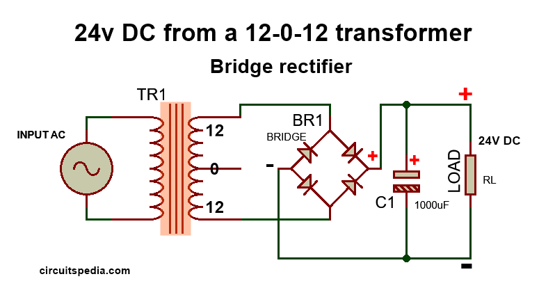 24v from using a 12-0-12 transformer