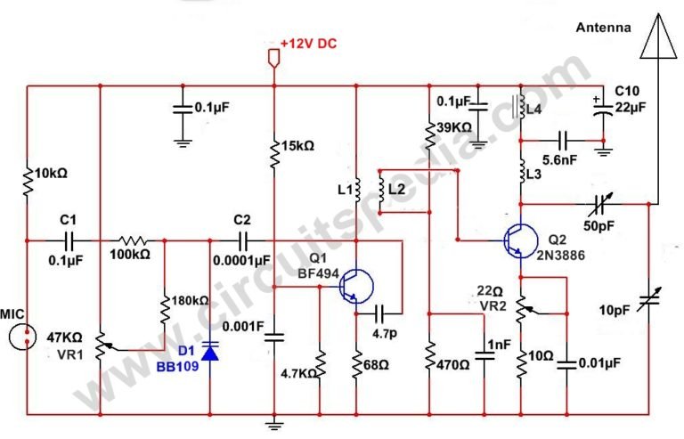 Long Range FM Transmitter Circuit Diagram | 2KM FM Transmitter Circuit