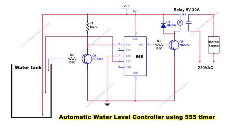 Circuit Diagram Of Water Level Controller Using 555 Timer