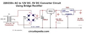 220/230v Ac To 12v/5v DC Regulated Power DC Converter Bridge Rectifier