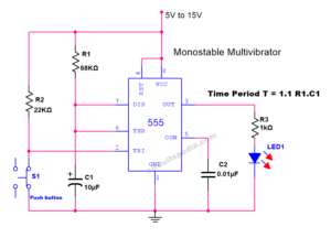 555 timer monostable multivibrator operation