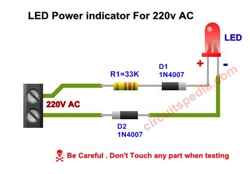 Triumferende passager Vejfremstillingsproces LED Power Indicator Circuit For 230v - 240v AC Mains