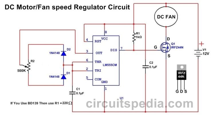 12v DC FAN Motor Speed Controller Regulator Circuit Diagram