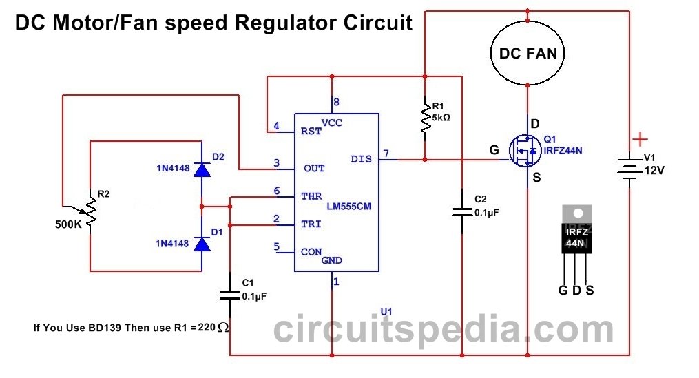 strøm At forurene Permanent 12v DC FAN Motor Speed Controller Regulator Circuit Diagram