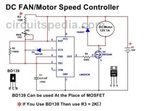 DC-Motor-Speed-Controller-Regulator-Using-555 | Circuitspedia.com