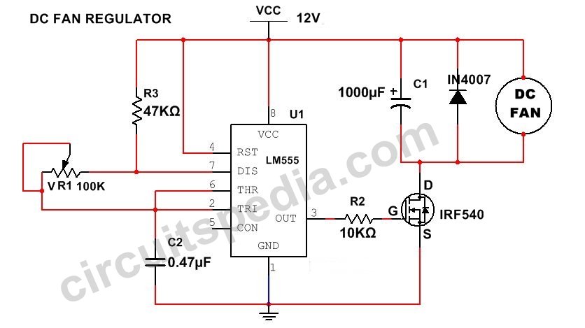 12v DC FAN Motor Speed Controller Circuit diagram, DC Fan speed Control ...