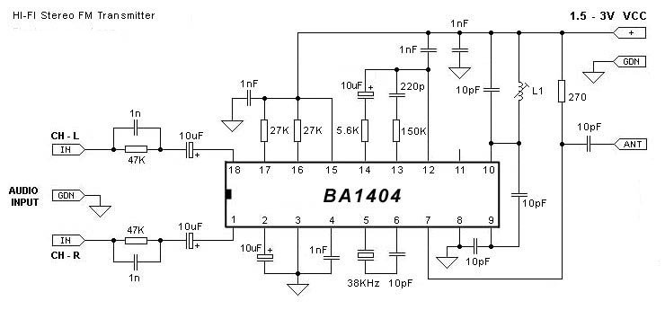 stereo fm transmitter circuit diagram
