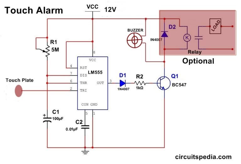 Automatic Touch Alarm Switch Circuit 