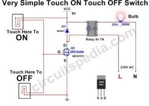 touch on off switch using mosfet