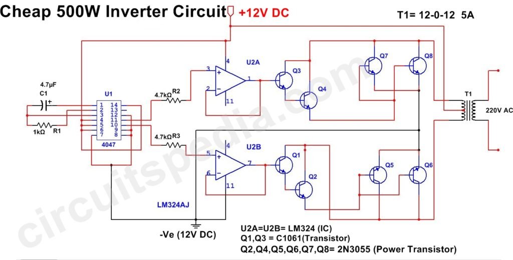 500W Inverter Circuit Diagram