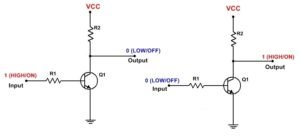 Not gate circuit using transistor