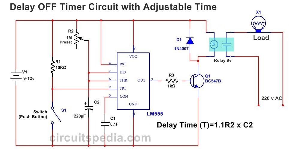 Ic 555 Timer Delay Relay Circuit