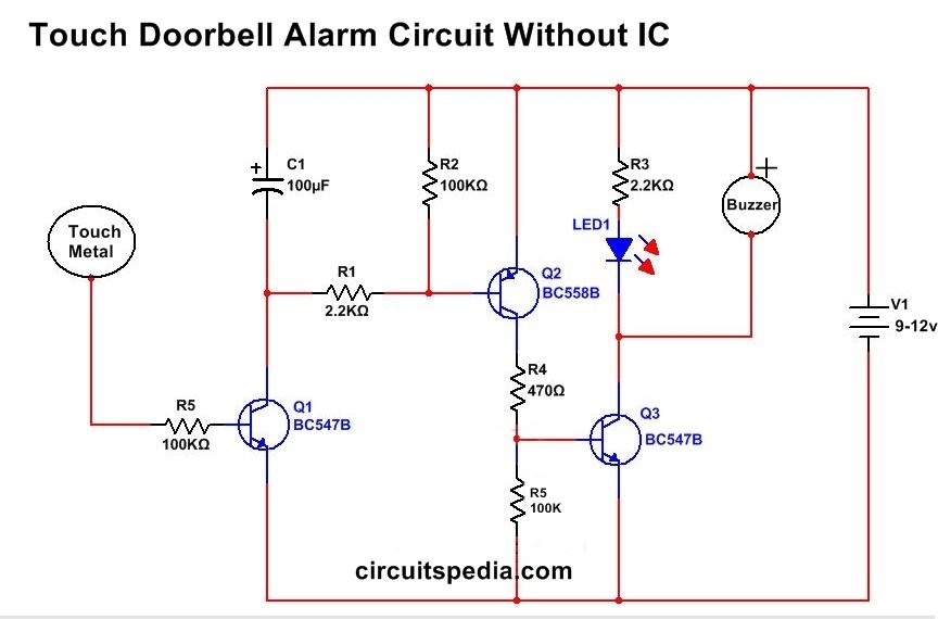 Touch Doorbell alarm without ic