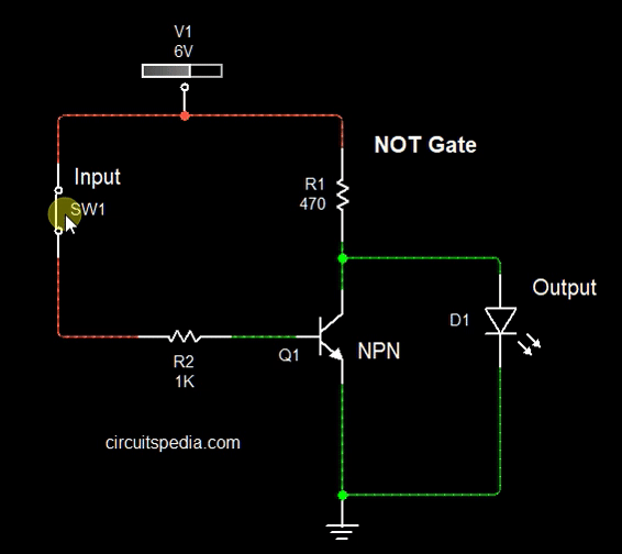 not gate inverter using transistor