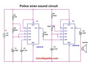 Police siren sound effect circuit