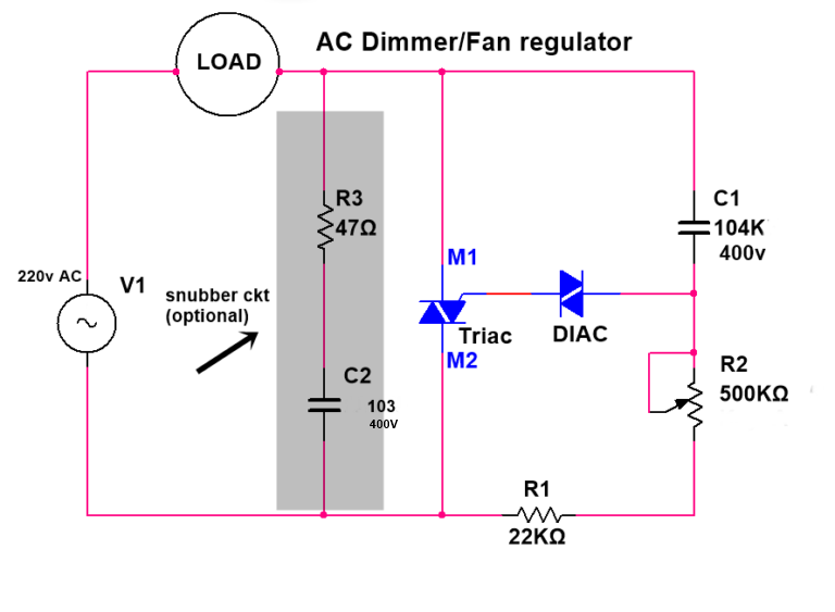 ac dimmer fan regulator circuit diagram