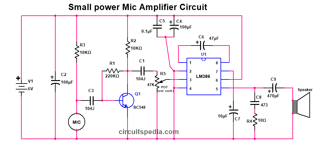 condenser mic amplifier circuit diagram
