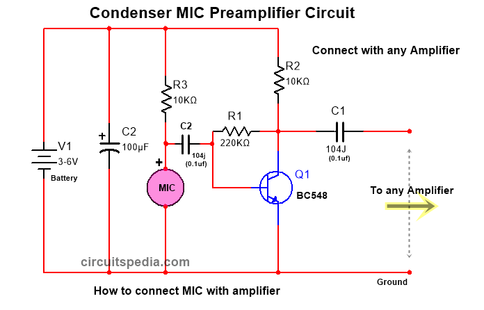 mic speaker amplifier circuit diagram