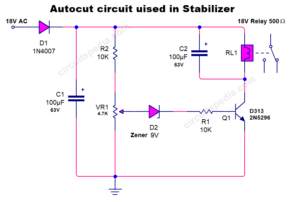 high voltage stabilizer auto cut circuit diagram