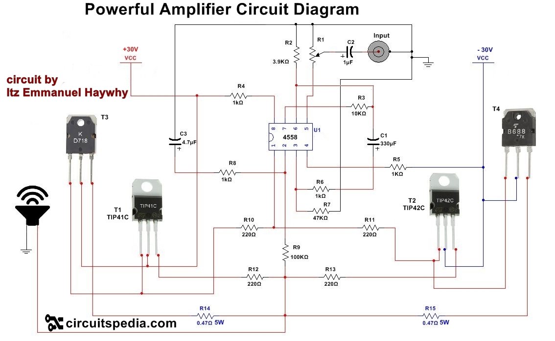 4558 ic  Circuit  Diagram Audio Power  Amplifier  