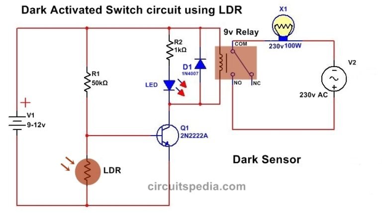 Dark Sensor | LDR Darkness Senor Circuit | LDR Circuit