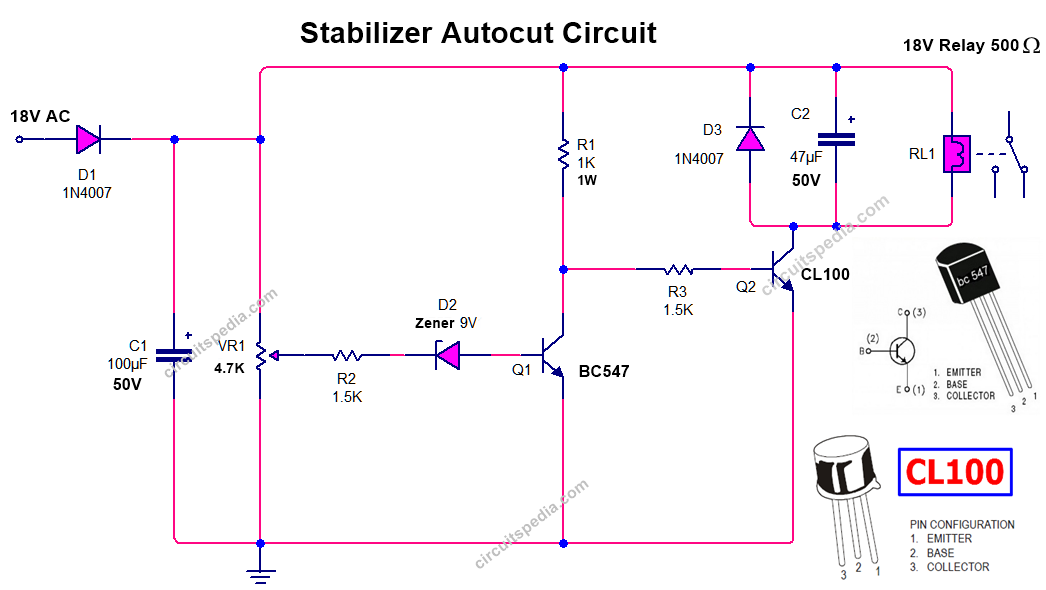 over voltage Autocut circuit for stabilizer