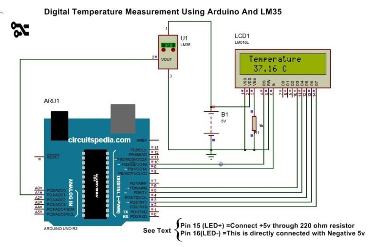 Arduino LM35 Code, Arduino LM35 Temperature Sensor With Lcd Display