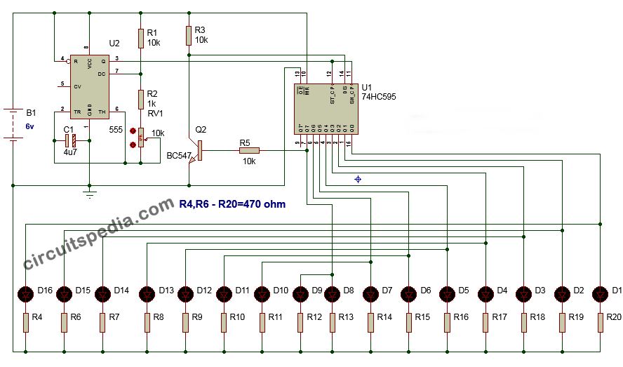 led chaser circuit using transistors, led running light ...