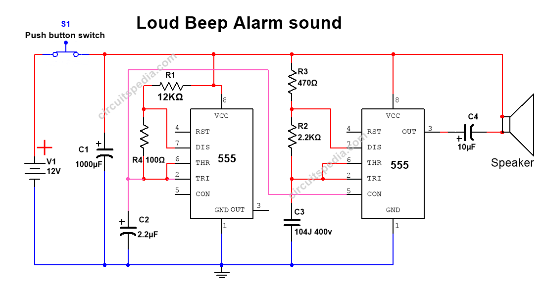 beep horn sound generator alarm circuit