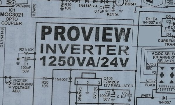 proview inverter circuit 1250va 24v