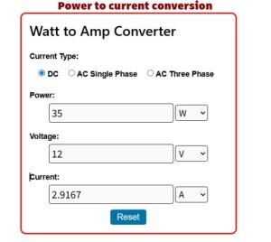 watt to ampere converter