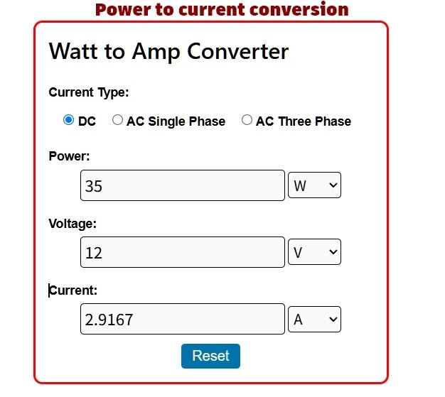 watt to ampere converter