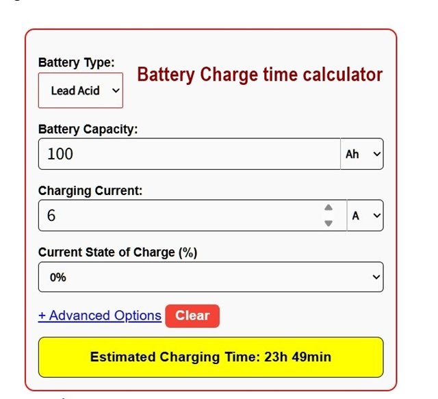 battery charging time estimation tool