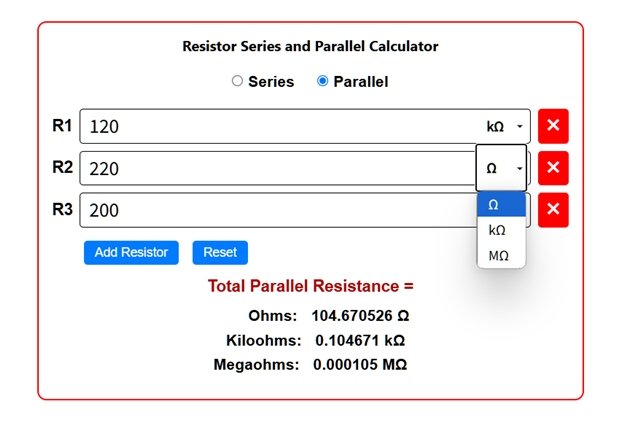 calculate total resistance series and parallel